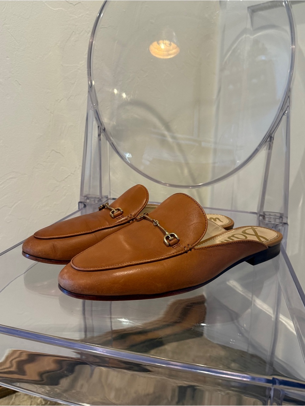 Sam Edelman Linnie Apron Toe Mule Saddle Leather Size 10